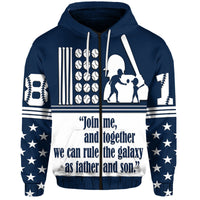Custom Fathers Day Hoodie America Dad and Son Baseball Player Blue No.1 - Wonder Print Shop