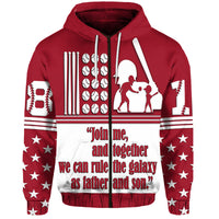 Custom Fathers Day Hoodie America Dad and Son Baseball Player Red No.1 - Wonder Print Shop