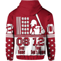 Custom Fathers Day Hoodie America Dad and Son Baseball Player Red No.1 - Wonder Print Shop