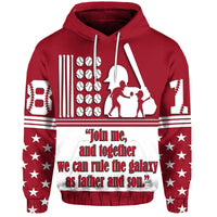 Custom Fathers Day Hoodie America Dad and Son Baseball Player Red No.2 - Wonder Print Shop