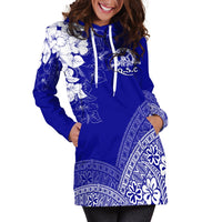 (Custom Personalize) Tonga Kolisi Kuini Salote Hoodie Dress QSC Floral Tapa - Wonder Print Shop