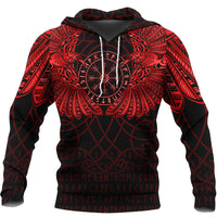 Viking Hoodie Viking Odins Celtic Two Ravens Red Version Hoodie RLT12 - Wonder Print Shop