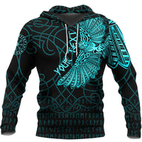 Custom Viking Hoodie Odins Celtic Ravens Cyan Version Tattoo Hoodie RLT12 - Wonder Print Shop