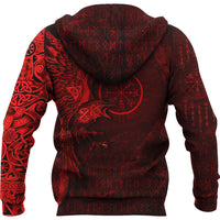 Viking Hoodie Vegvisir With Raven Viking Compass Hoodie Red Version RLT12 - Wonder Print Shop