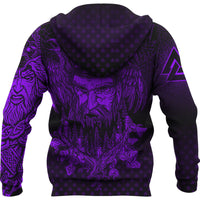 Viking Hoodie Viking Odin Raven Tattoo Style Purple Version Hoodie RLT12 - Wonder Print Shop