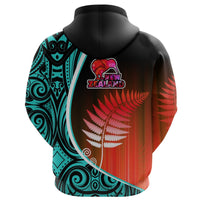 Aotearoa Rugby Black Maori Hoodie Kiwi and Silver Fern New Zealand Blue - Wonder Print Shop