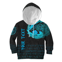 (Custom) Viking Hoodie Kid - Fenrir Wolf Cyan RLT12 - Wonder Print Shop