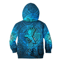 Viking Hoodie Kid Raven Odin Celtic Cyan RLT12 - Wonder Print Shop