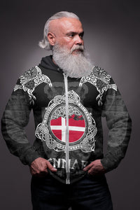 Viking Denmark Style Double Raven of Odin Zip Hoodie RLT12 - Wonder Print Shop