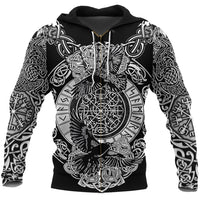 Viking Zip Hoodie Raven and Wolf RLT12 - Wonder Print Shop