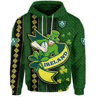 Ireland Celtic Knot Rugby Hoodie Irish Gold and Green Pattern - Wonder Print Shop