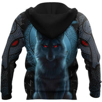 Viking Pullover Hoodie - Fenrir Viking Wolf and Moon 3D RLT12 - Wonder Print Shop