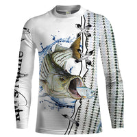 Striped Bass Striper Fishing White UV Protection Quick Dry Customize Name Tournament Long Sleeves Fishing Shirts UPF 30+, Fishing Long Sleeve Shirts - Wonder Print Shop