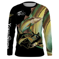 Snook Fish Saltwater Fishing Customize Name UV Protection Quick Dry UPF 30+ Long Sleeves Fishing Shirts,Gifts For Fishing Lover, Fishing Long Sleeve Shirts - Wonder Print Shop