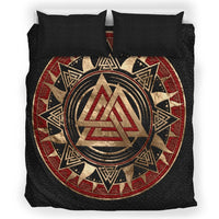Viking Bedding Set, Valknut The Knot Of The Slain Warrior And The Heart Of Vala Duvet Cover RLT12 - Wonder Print Shop