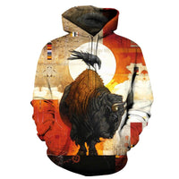 Bison Native American All Over Hoodie LT10 - Wonder Print Shop