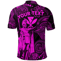 Custom Hawaii Polo Shirt King Kamehameha with Polynesian Patterns Unique Style Pink LT8 - Wonder Print Shop
