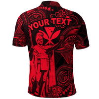 Custom Hawaii Polo Shirt King Kamehameha with Polynesian Patterns Unique Style Red LT8 - Wonder Print Shop
