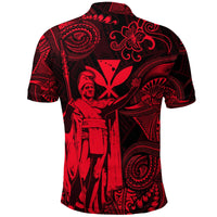 Hawaii Polo Shirt King Kamehameha with Polynesian Patterns Unique Style Red LT8 - Wonder Print Shop