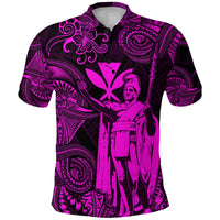 Custom Hawaii Polo Shirt King Kamehameha with Polynesian Patterns Unique Style Pink LT8 - Wonder Print Shop