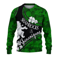 Saint Patrick Day Knitted Sweatshirt Shamrocks And Shenanigans - Black Style - Wonder Print Shop