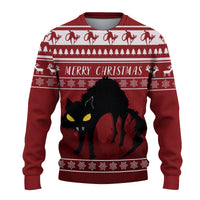 Jolakotturinn Iceland Yule Cat With Christmas Pattern Knitted Sweatshirt - Wonder Print Shop