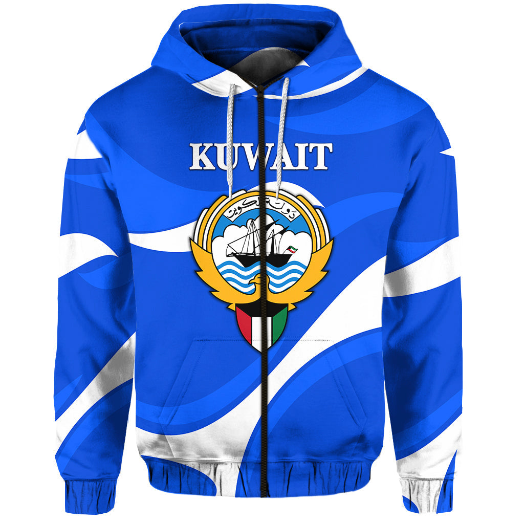 custom-personalised-kuwait-zip-hoodie-sporty-style-blue