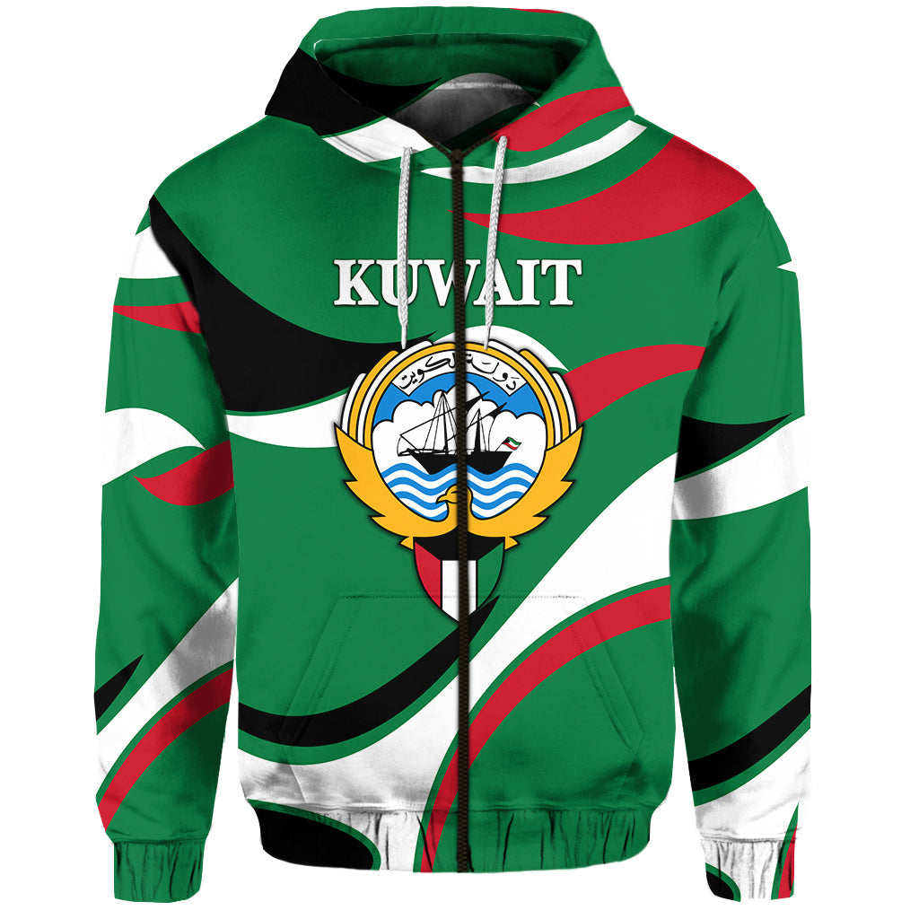custom-personalised-kuwait-zip-hoodie-sporty-style-green