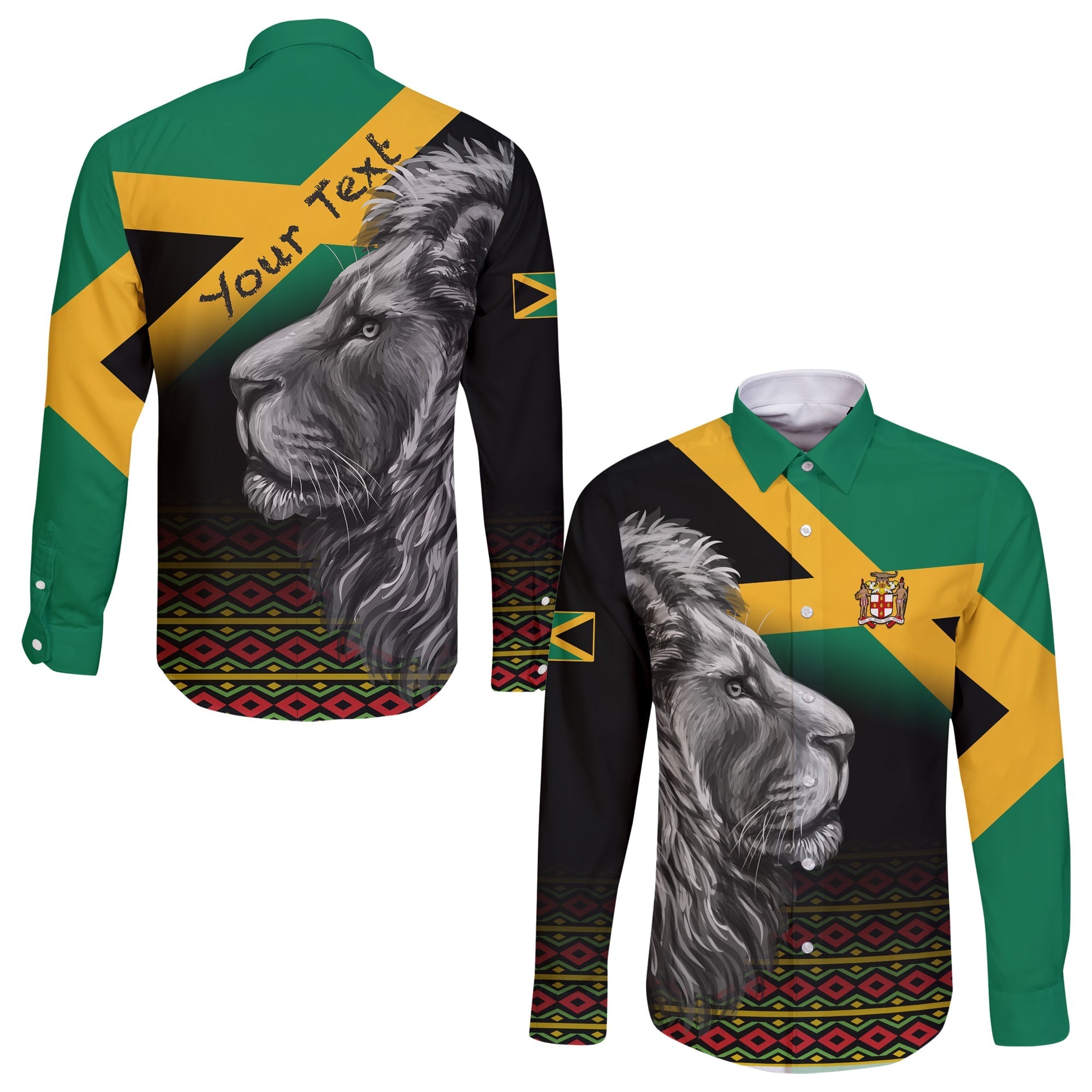 custom-personalised-jamaica-lion-hawaii-long-sleeve-button-shirt-jamaican-pattern-version-black