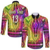 (Custom Text and Number) Africa Tie Dye Long Sleeve Button Shirt Special Dashiki Pattern LT13 - Wonder Print Shop