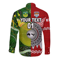 (Custom Personalised) Mate Ma'a Tonga Ngatu And Australia Kangaroos Aboriginal Hawaii Long Sleeve Button Shirt Rugby Together LT8 - Wonder Print Shop