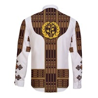 Eritrea Hawaii Long Sleeve Button Shirt Fancy Tibeb Vibes - White LT8 - Wonder Print Shop