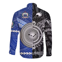 Samoa and New Zealand Hawaii Long Sleeve Button Shirt Together Black LT8 - Wonder Print Shop