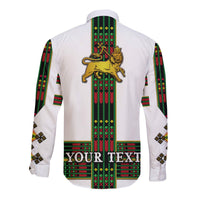 (Custom Personalised) Ethiopia Hawaii Long Sleeve Button Shirt Ethiopian Lion Of Judah Simple Tibeb Style - Flag Style LT8 - Wonder Print Shop