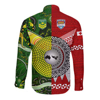 Mate Ma'a Tonga Ngatu And Australia Kangaroos Aboriginal Hawaii Long Sleeve Button Shirt Rugby Together LT8 - Wonder Print Shop