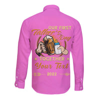 (Custom) Father Day Hawaii Long Sleeve Button Shirt Our First Father Day Simple Style - Pink LT8 - Wonder Print Shop