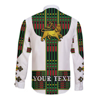 (Custom Personalised) Ethiopia Hawaii Long Sleeve Button Shirt Ethiopian Lion Of Judah Tibeb Vibes - Flag Style LT8 - Wonder Print Shop