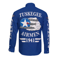 (Custom Personalised) Tuskegee Airmen Hawaii Long Sleeve Button Shirt The Blue Tails Original Style - Blue LT8 - Wonder Print Shop