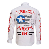 (Custom Personalised) Tuskegee Airmen Hawaii Long Sleeve Button Shirt The White Tails Simplified Vibes - White LT8 - Wonder Print Shop