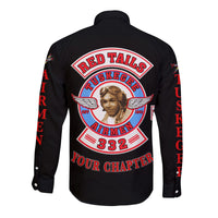 (Custom Personalised) Tuskegee Airmen Motorcycle Club Hawaii Long Sleeve Button Shirt TAMC Red Tails Original Style - Black LT8 - Wonder Print Shop