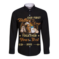 (Custom) Father Day Hawaii Long Sleeve Button Shirt Our First Father Day Simple Style - Black LT8 - Wonder Print Shop