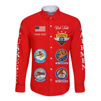 (Custom Personalised) Tuskegee Airmen Hawaii Long Sleeve Button Shirt The Red Tails Simple Style - Red LT8 - Wonder Print Shop
