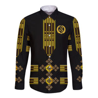 (Custom Personalised) Eritrea Hawaii Long Sleeve Button Shirt Fancy Tibeb Vibes NO.1 Ver - Black LT8 - Wonder Print Shop