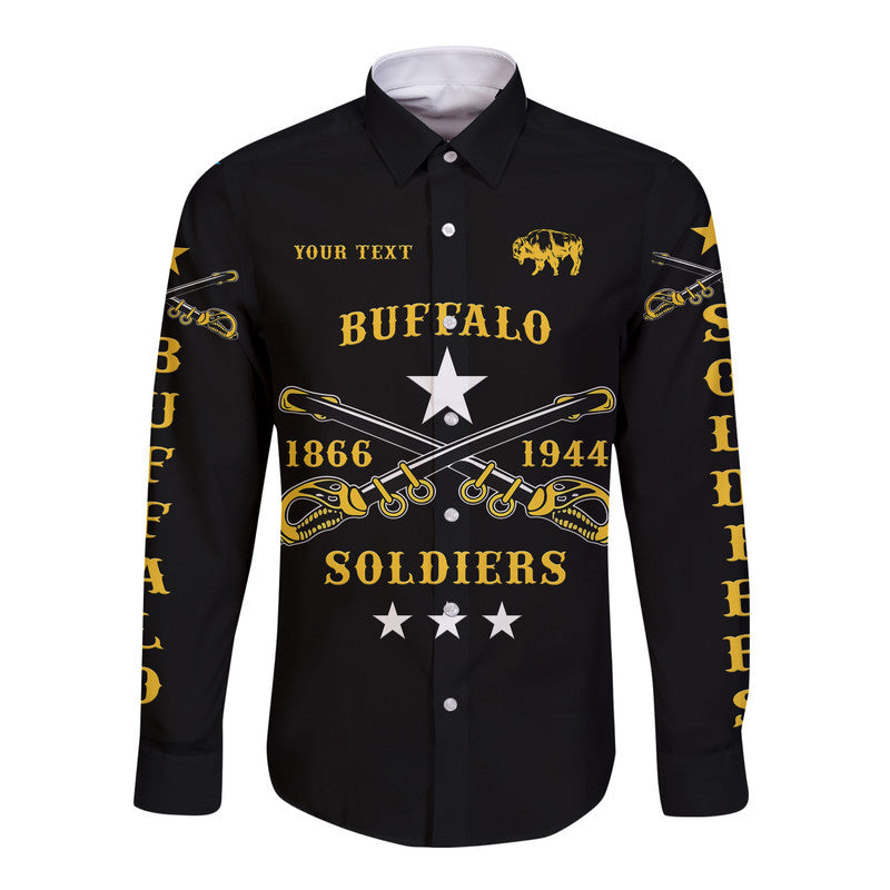 custom-personalised-buffalo-soldiers-hawaii-long-sleeve-button-shirt-african-american-military-simple-style-black