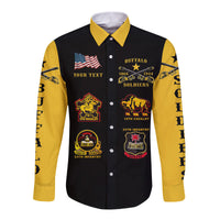 (Custom Personalised) Buffalo Soldiers Hawaii Long Sleeve Button Shirt African American Military Original Style - Black Gold LT8 - Wonder Print Shop