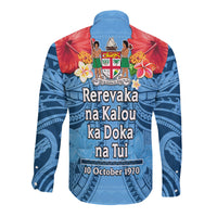 Fiji 1970 Long Sleeve Button Shirt Happy 52 Years Independence Anniversary - Wonder Print Shop