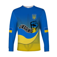 (Custom Personalised) Ukraine Long Sleeve Shirt National Flag Style - Wonder Print Shop
