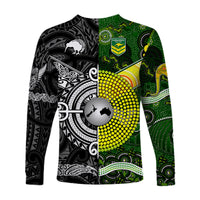 New Zealand Maori All Black And Australia Kangaroos Aboriginal Long Sleeve Shirt Rugby Together LT8 - Wonder Print Shop
