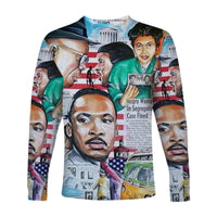 Civil Rights Leaders Long Sleeve Shirt Newspaper Art Version LT8 - Wonder Print Shop
