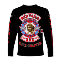 (Custom Personalised) Tuskegee Airmen Motorcycle Club Long Sleeve Shirt TAMC Red Tails Original Style - Black LT8 - Wonder Print Shop